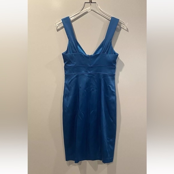 David Meister Blue Satin Sheath Cocktail Dress Womens Size 4‎ (1490) - Picture 2 of 5